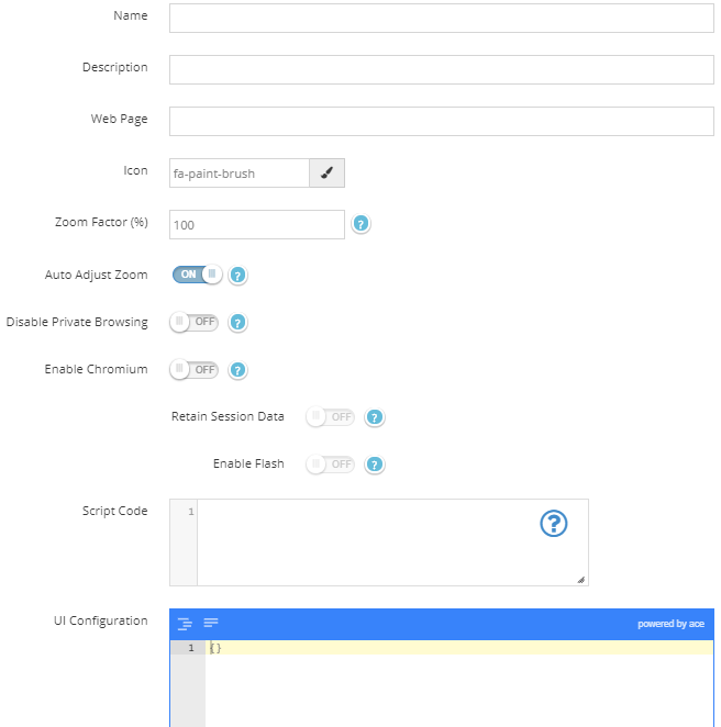 web widget form