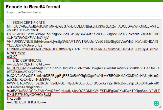 encode certificate