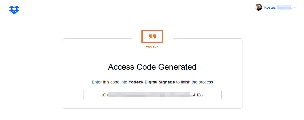Access Code Generated