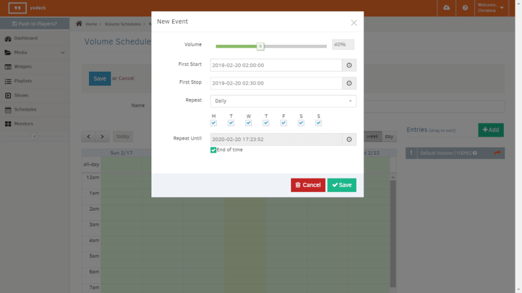 Audio Volume Scheduling