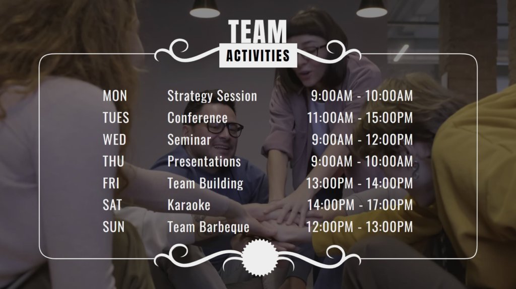 Team activites digital signage template for offices