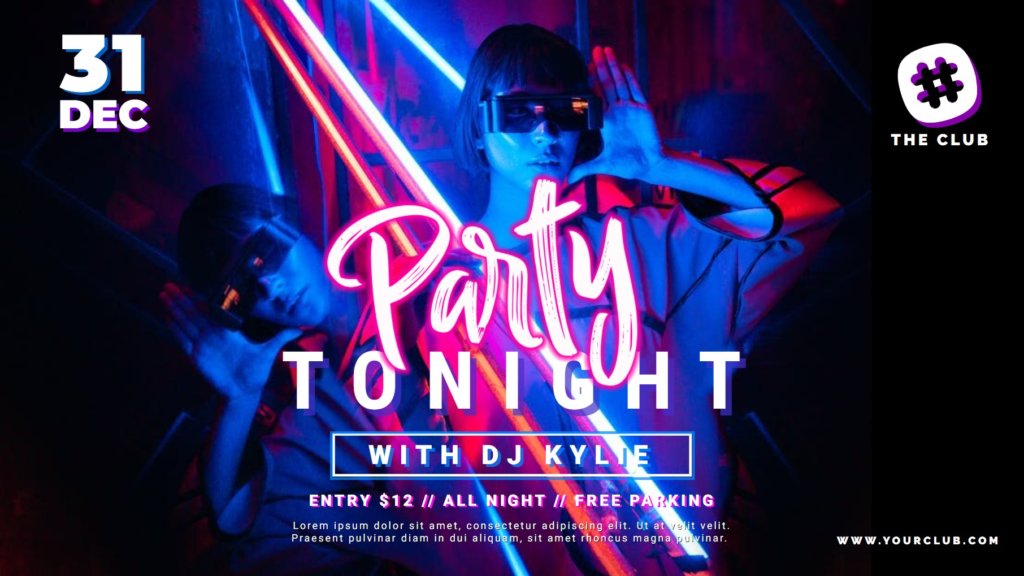Party digital signage template for events