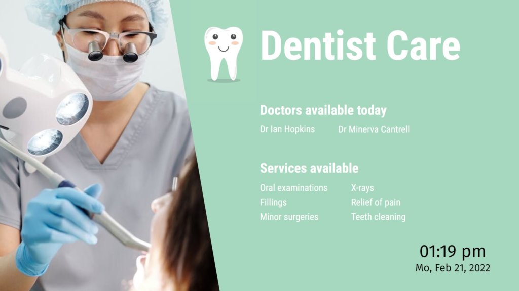 Dentist digital signage template for hospitals