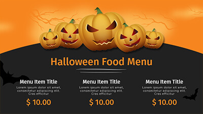 Halloween food menu template
