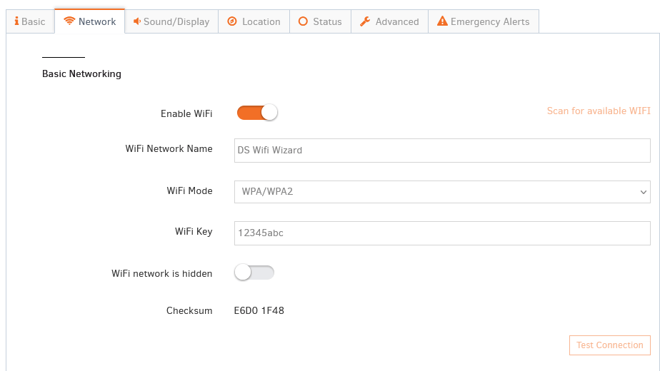 WiFi wizard Portal settings