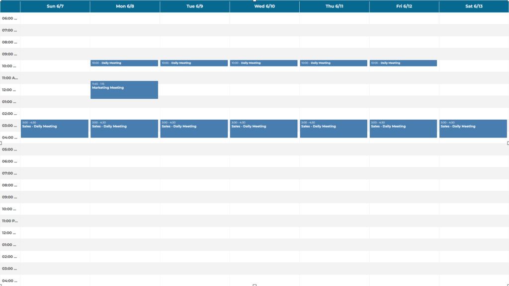 Daily/Weekly Calendar widget example