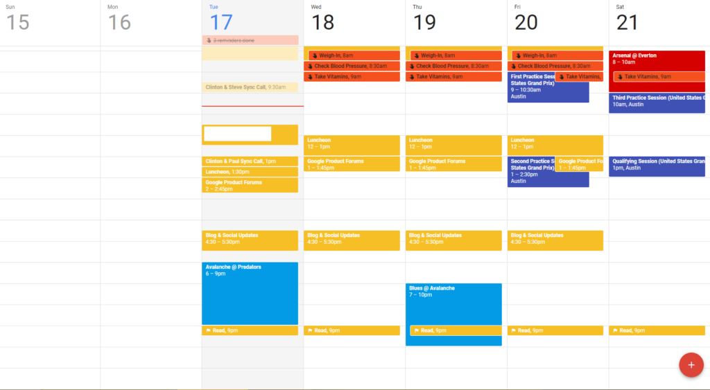 Google Calendar widget example