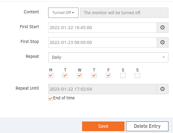 Turned Off Schedule Entry Yodeck