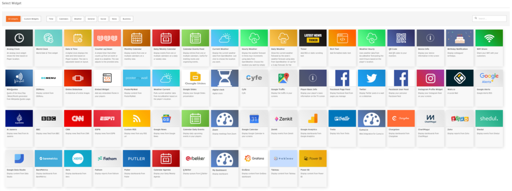 Yodeck Widgets List