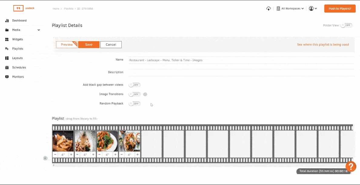 transition effects for images in Yodeck's app