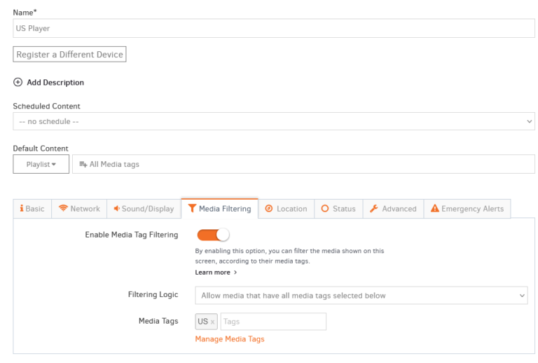 Media Filtering | Yodeck Docs