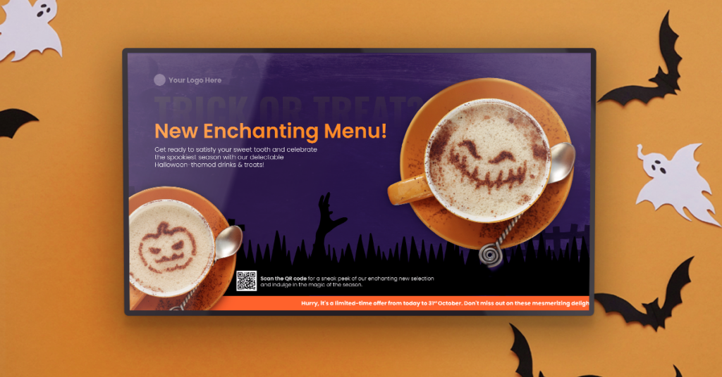 Halloween menu template on screen