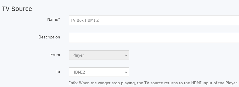 TV source widget settings