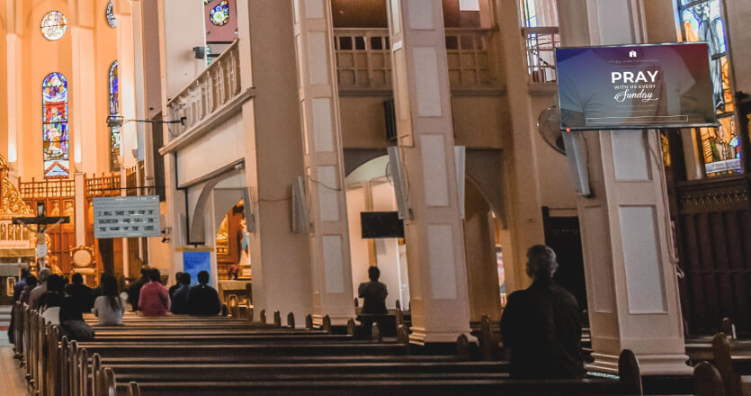 digital signage display in a church