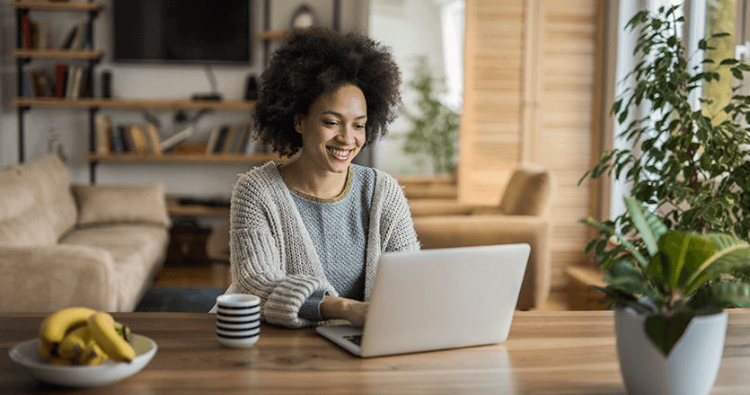 A woman with a laptop