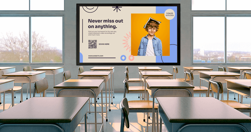 Digital Signage in a school classroom