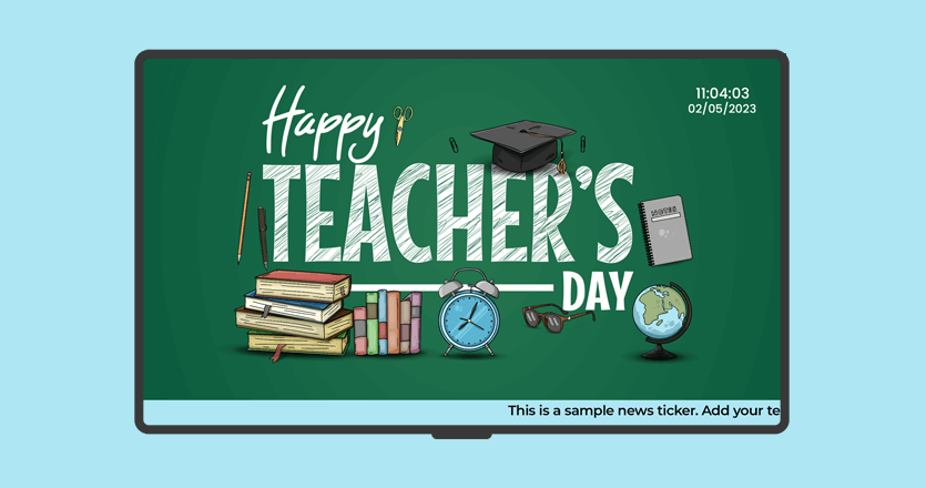 a screen showing the message "Happy Teacher's Day"
