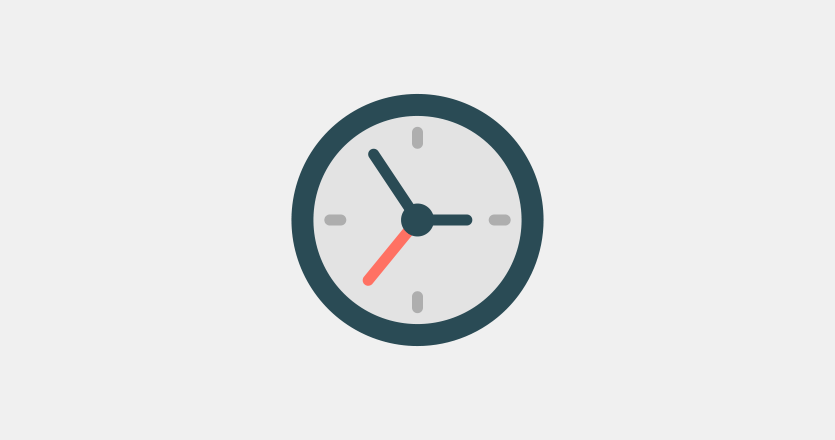 Analog Clock App example, with a traditional clock face on a light grey background. The clock has a dark grey outline as well as dark grey hour and minute hands, a red alarm clock hand and light grey line indicators for 12, 3, 6 and 9 o'clock