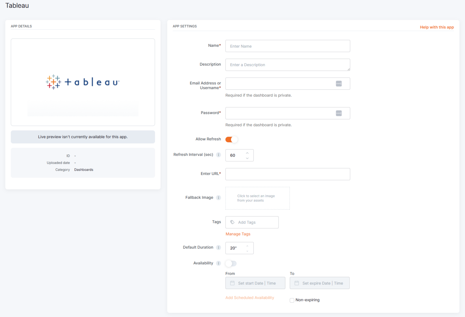 Tableau JWT App | Yodeck Docs