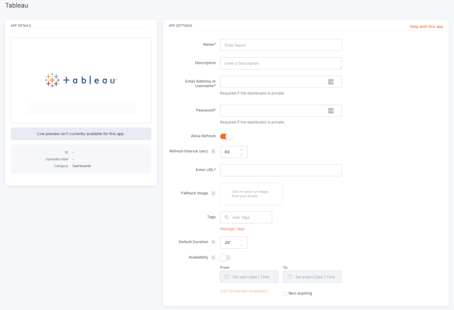 Tableau JWT App | Yodeck Docs