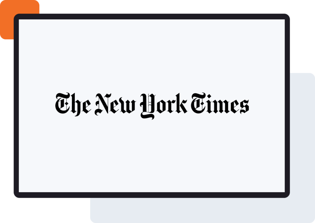 The New York Times logo on screen