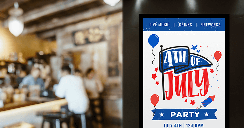 Event invitation template for 4th of July on screen