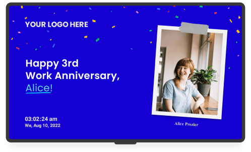 a screen showing a happy anniversary message