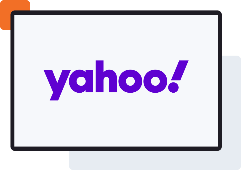 Yahoo logo on screen