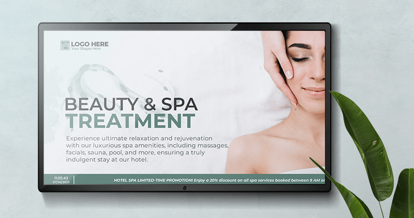 Beauty and spa treatment digital sign
