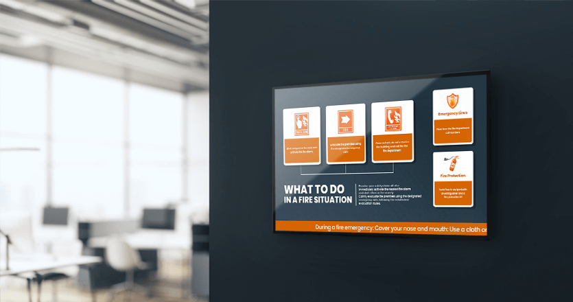 Emergency template on digital signage screen