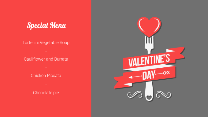 Happy Valentine's day special menu template for digital signage