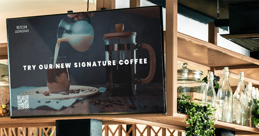 Cafe digital signage screen