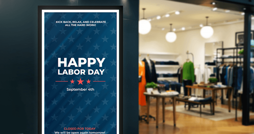 Happy Labor Day template in a store