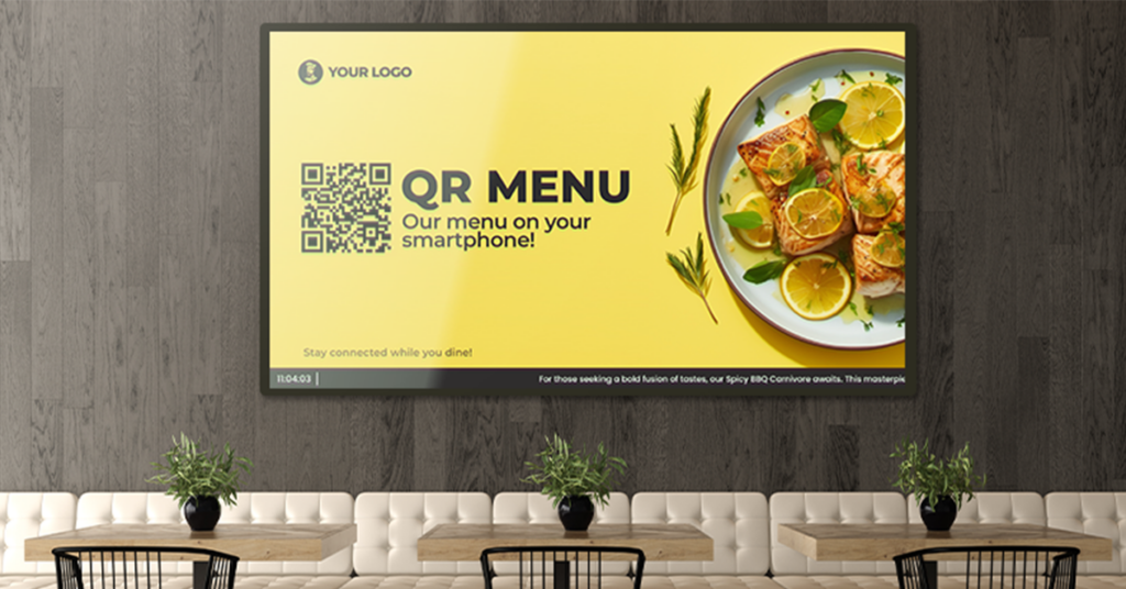 QR code menu on screen