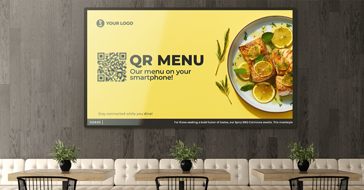 QR code menu on screen