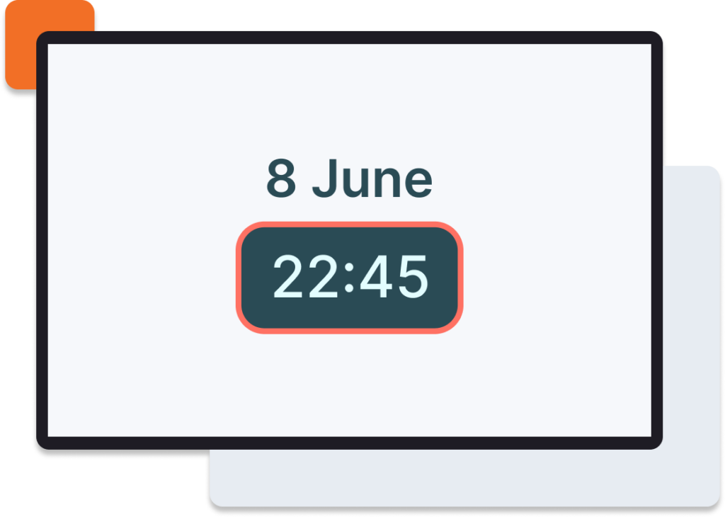 date and time on screen