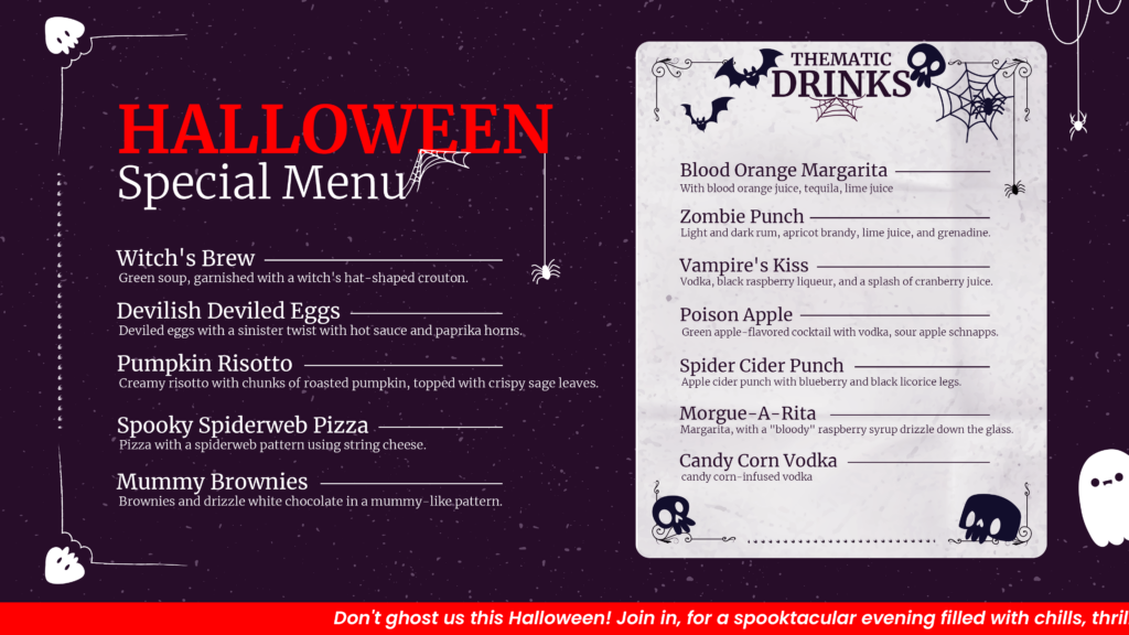 Halloween special menu template