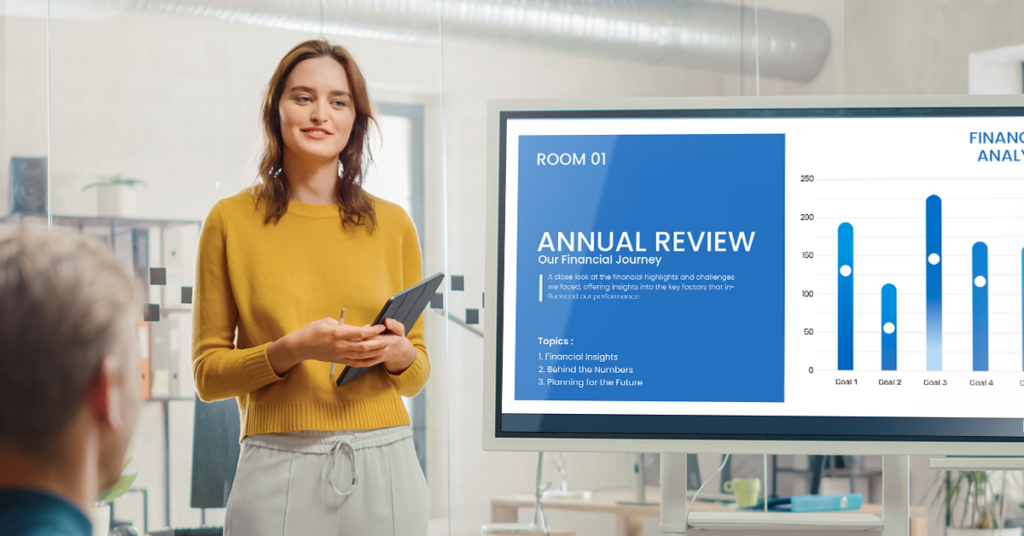 Annual review corporate signage