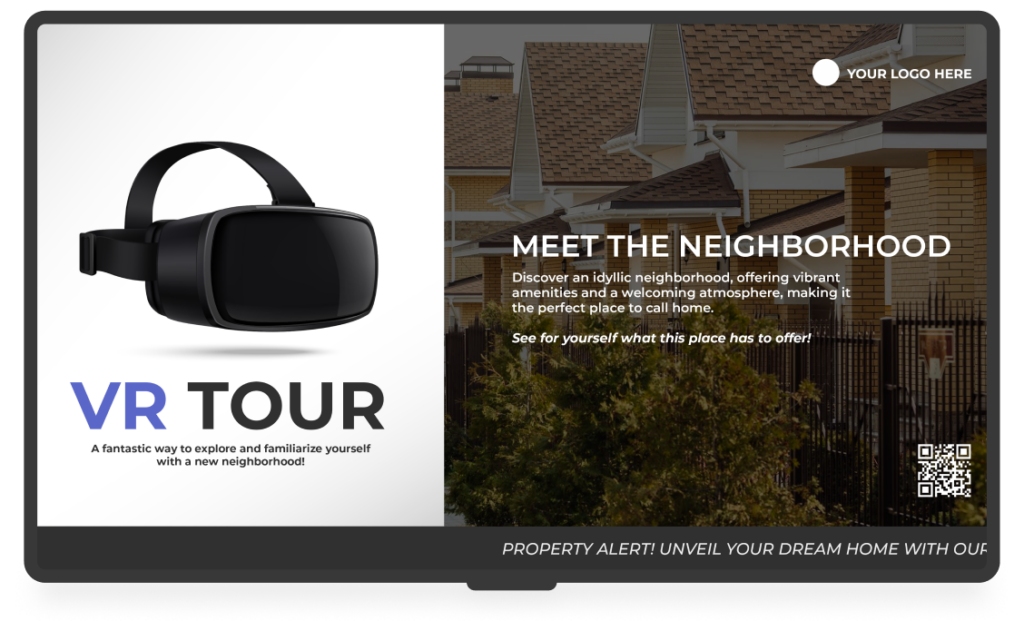Meet the neighborhood through VR tour template in digital signage screen