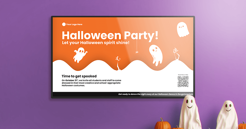 Halloween party template on screen