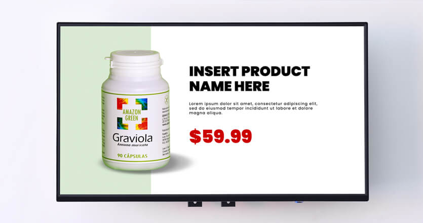A digital screen advertising dietary supplement.