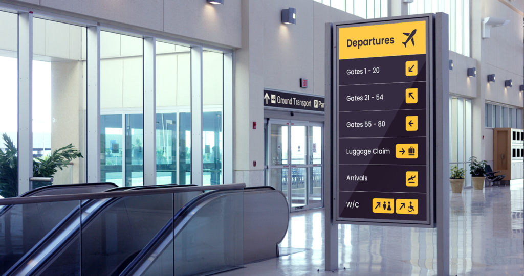 Wayfinding signage in an airport