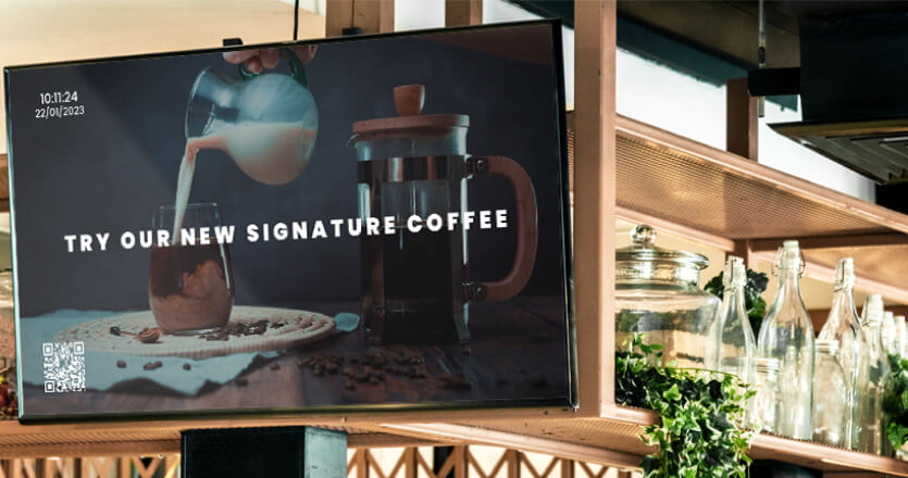 Example of Android digital signage in a cafe