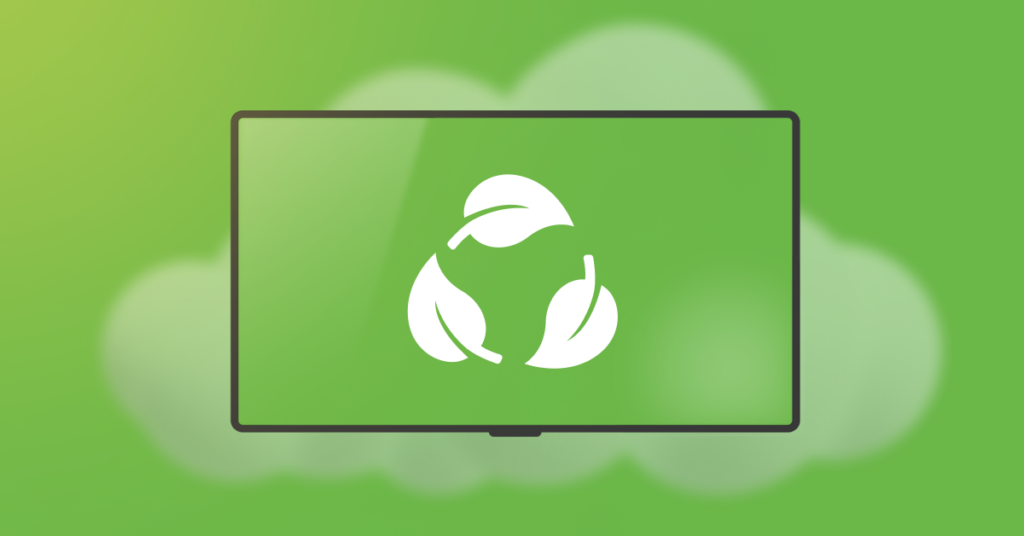 A screen with the recycling symbol