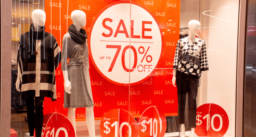 Window shop with sale sign