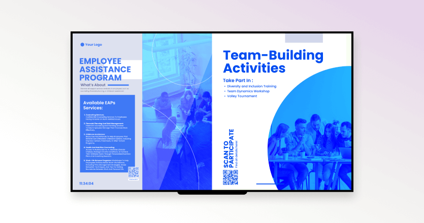 Team-building activites template in a screen