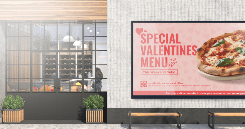 Special Valentine's menu at a restaurant