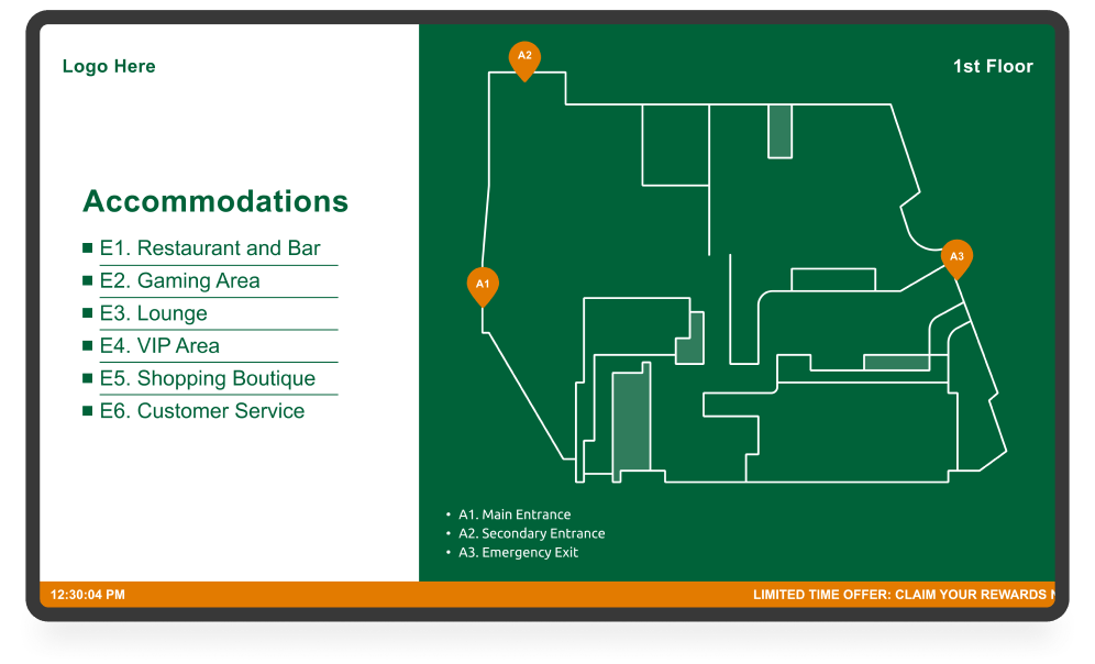 Casino digital signage wayfinding