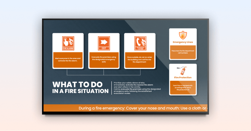 a screen showing an emergency alert about a fire situation