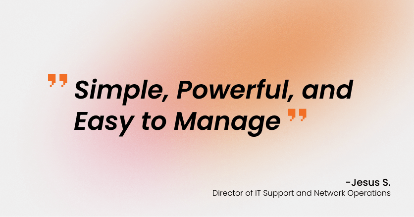 a review that reads "Simple, Powerful, and Easy to manage"